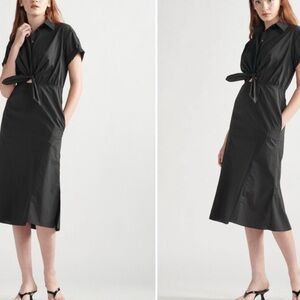 Thakoon Black Tie-Front Midi Dress